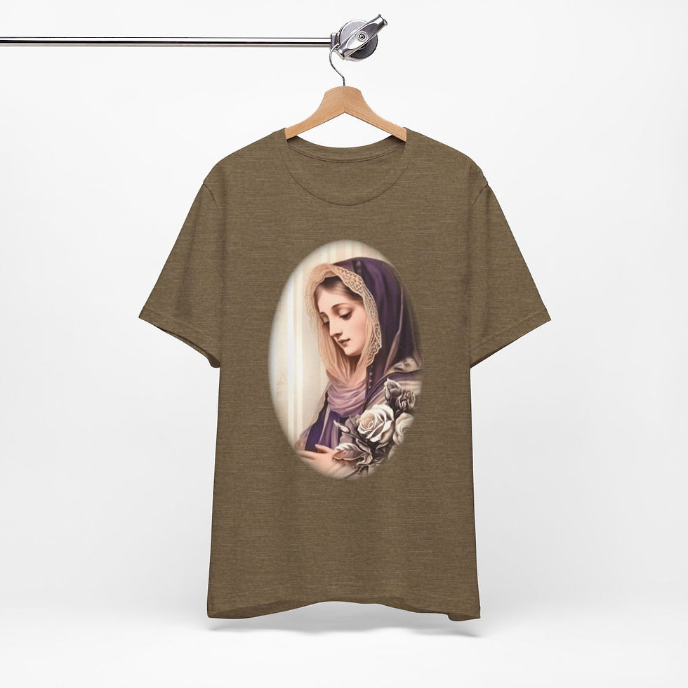 Thumbnail: Virgin Mary T-Shirt Shabby French Ave Maria Faith Art Tee Catholic Gifts