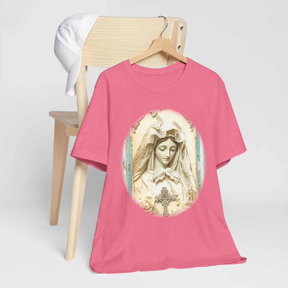Thumbnail: Shabby Virgin Mary T-Shirt Ave Maria Religious Faith Art Tee Catholic Gifts