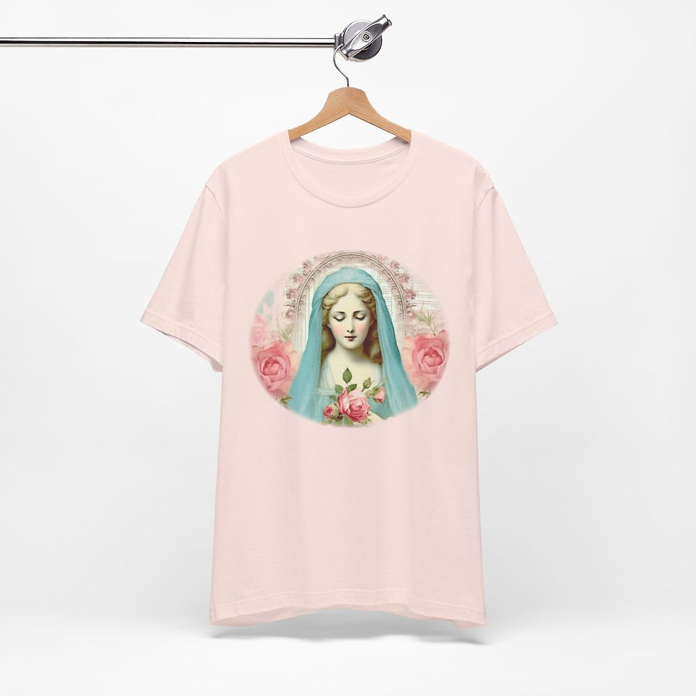 Thumbnail: Virgin Mary T-Shirt Shabby French Madonna Ave Maria Art Tee Catholic Faith Gifts