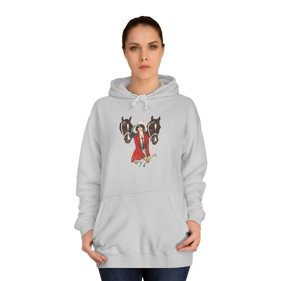 Thumbnail: Artistic Equestrian Hoodie Pullover Sweatshirt w/Pockets Vintage Woman & Horses