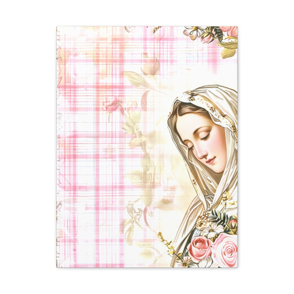 Thumbnail: Shabby Virgin Mary Canvas Art Vintage Pink Pastel French Farmhouse Wall Decor 