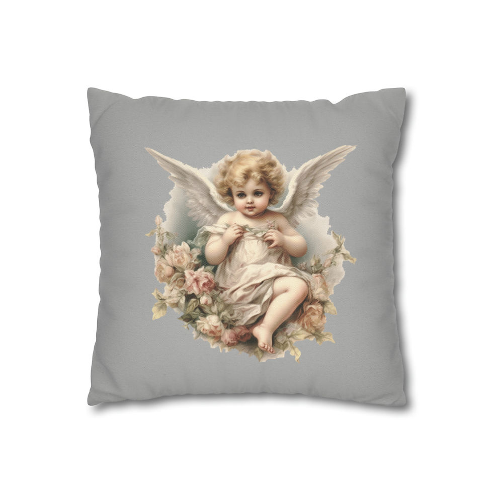 Thumbnail: Shabby Chic Cherub Art Throw Pillow cover Vintage Victorian Angel Home Decor