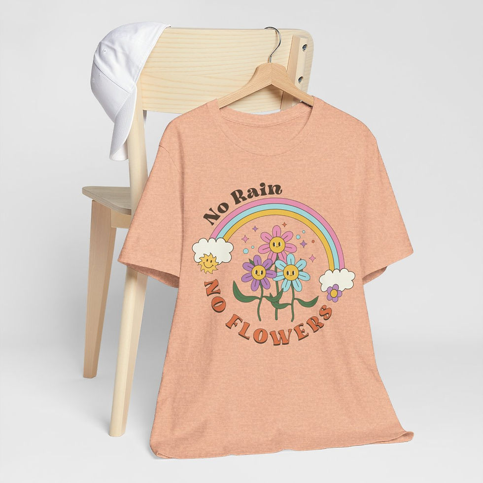 Thumbnail: Spiritual Art T-Shirt Motivational Gifts No Rain No Flowers Retro Apparel