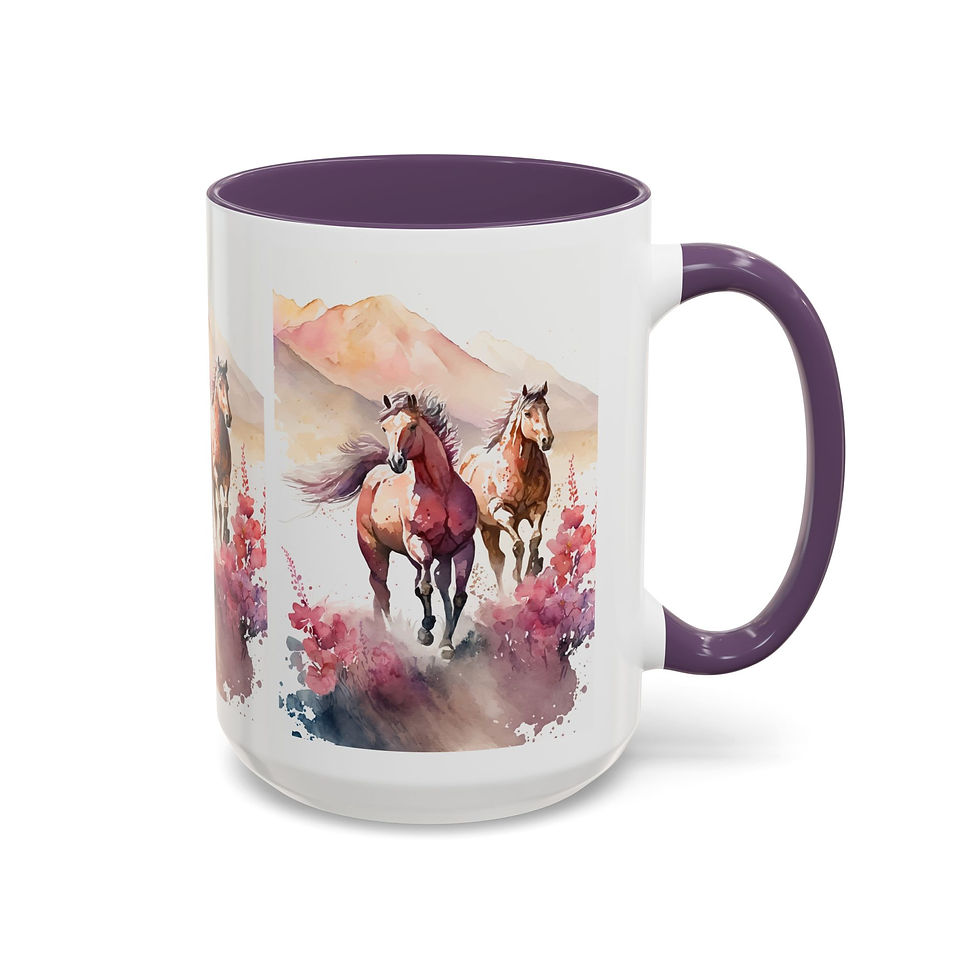 Thumbnail: Artistic Wild Horses Coffee Mug Farmhouse Art Kitchen Decor