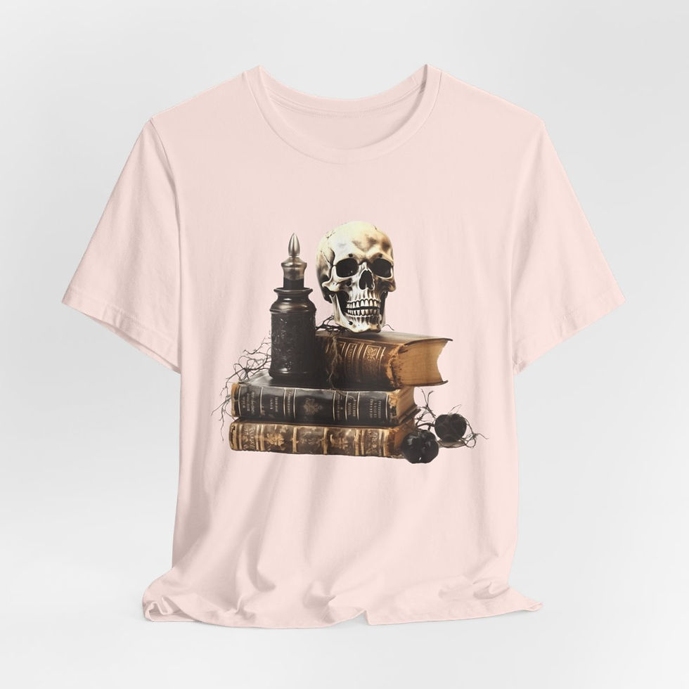 Thumbnail: Witchy T-Shirt Spell book & Skull Art Tee Esoteric Expressive Halloween Gifts