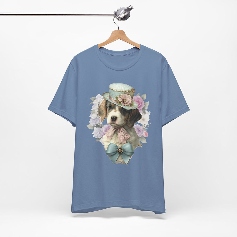 Thumbnail: Victorian Dog T-Shirt Shabby Dog in Top Hat Roses Artistic Gift Dog Lover Tee