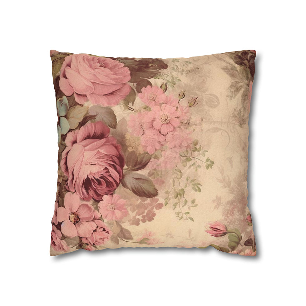 Thumbnail: Shabby French Country Home Decor Throw Pillow cover Vintage Pink Roses