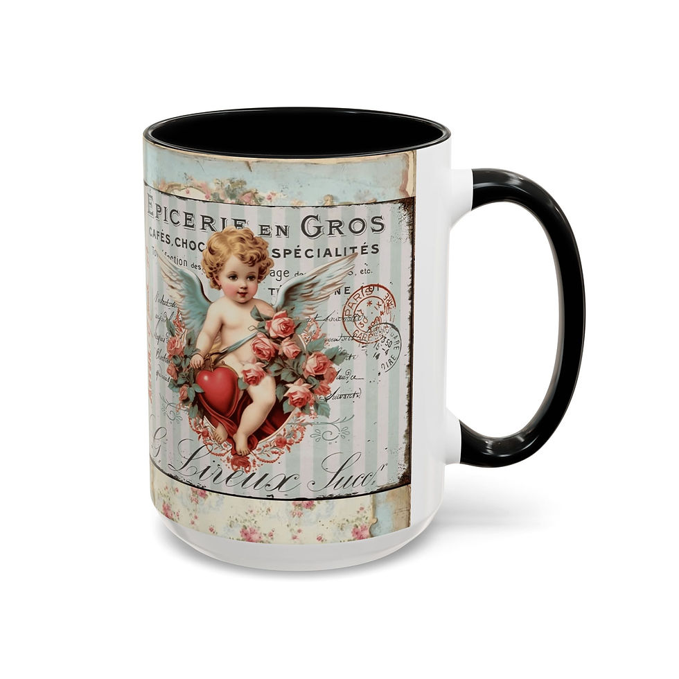 Thumbnail: Shabby Angel Coffee Mug Vintage Cherub Artistic Gift French Country Kitchen 
