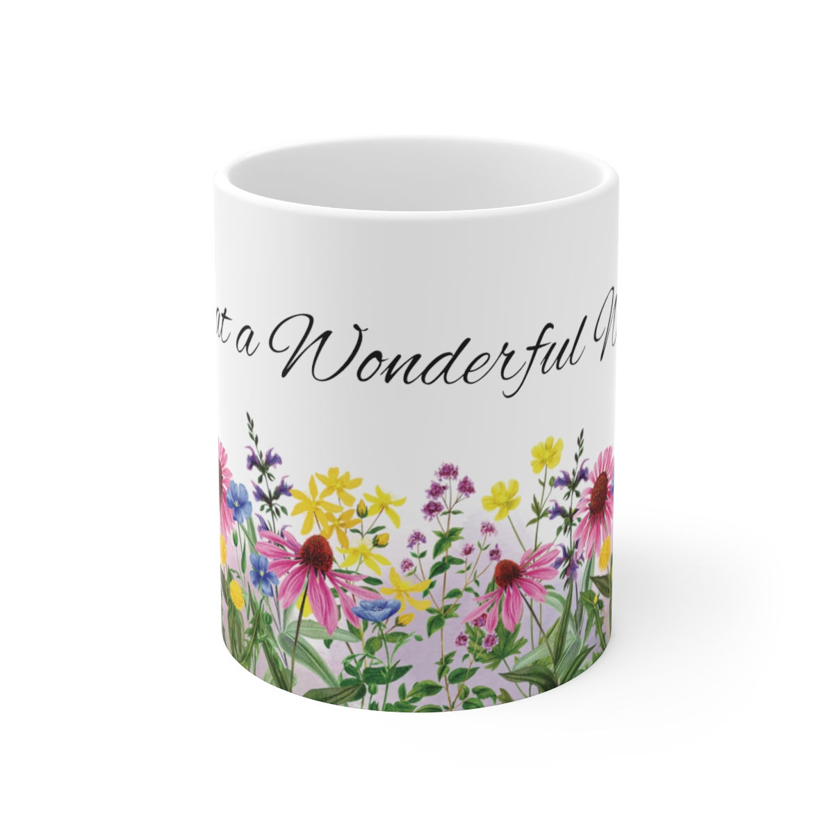 Artistic Coffee Mug Floral What a Wonderful World Inspirational Gifts