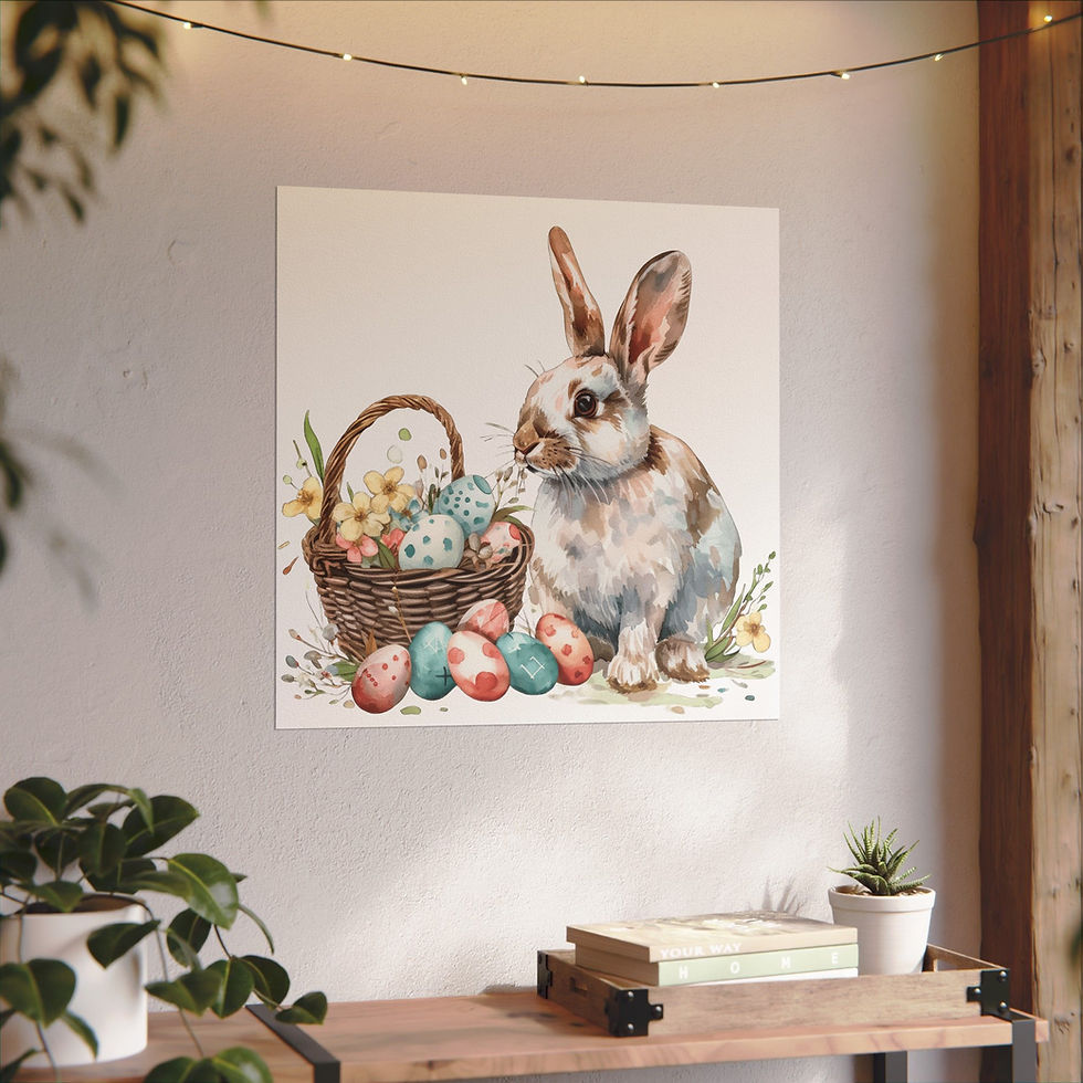 Thumbnail: Shabby Watercolor Art Print Bunny Rabbit Spring Decor Cottage Farmhouse