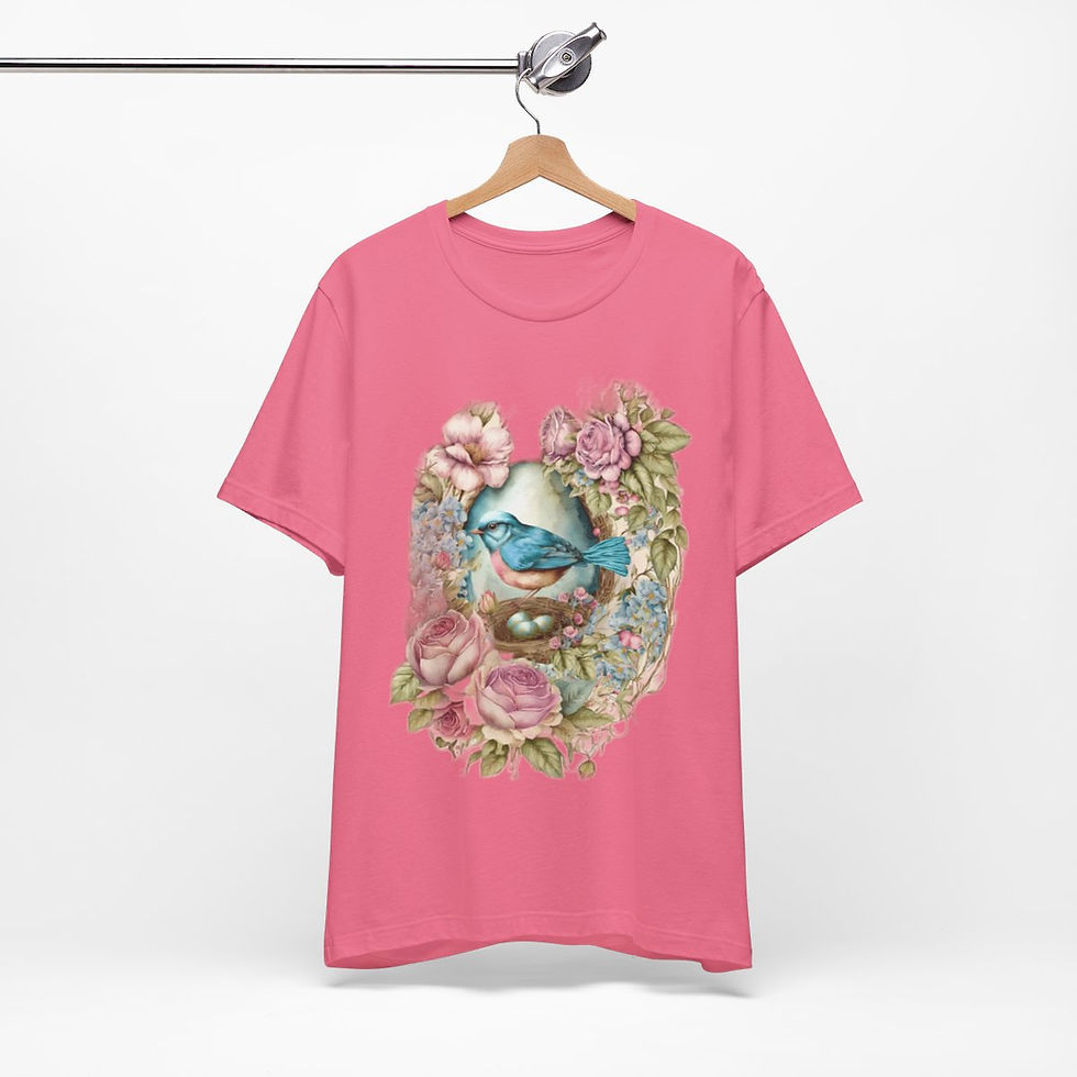 Thumbnail: Shabby Bird in Nest T-Shirt Vintage Spring Art Tee Chic Artistic Apparel & Gifts