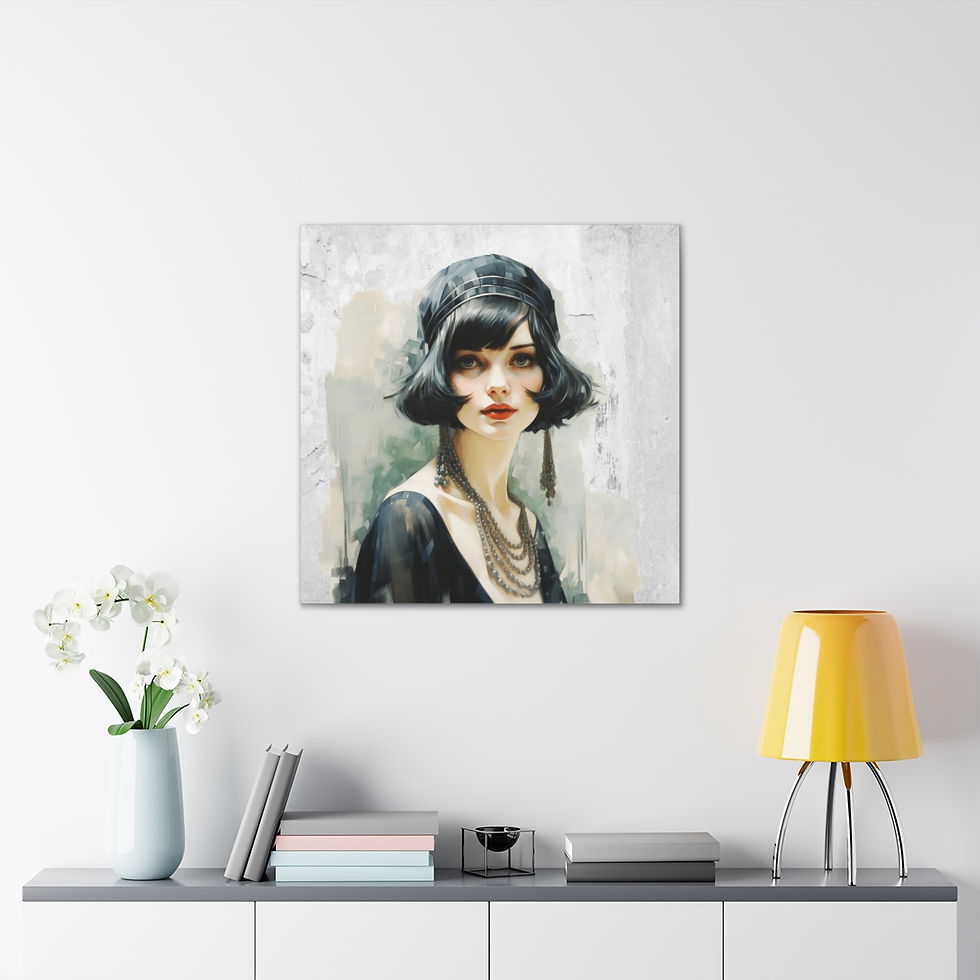 Thumbnail: Vintage Art Deco Women Canvas Art French Flapper Glam Artwork Statement Decor 