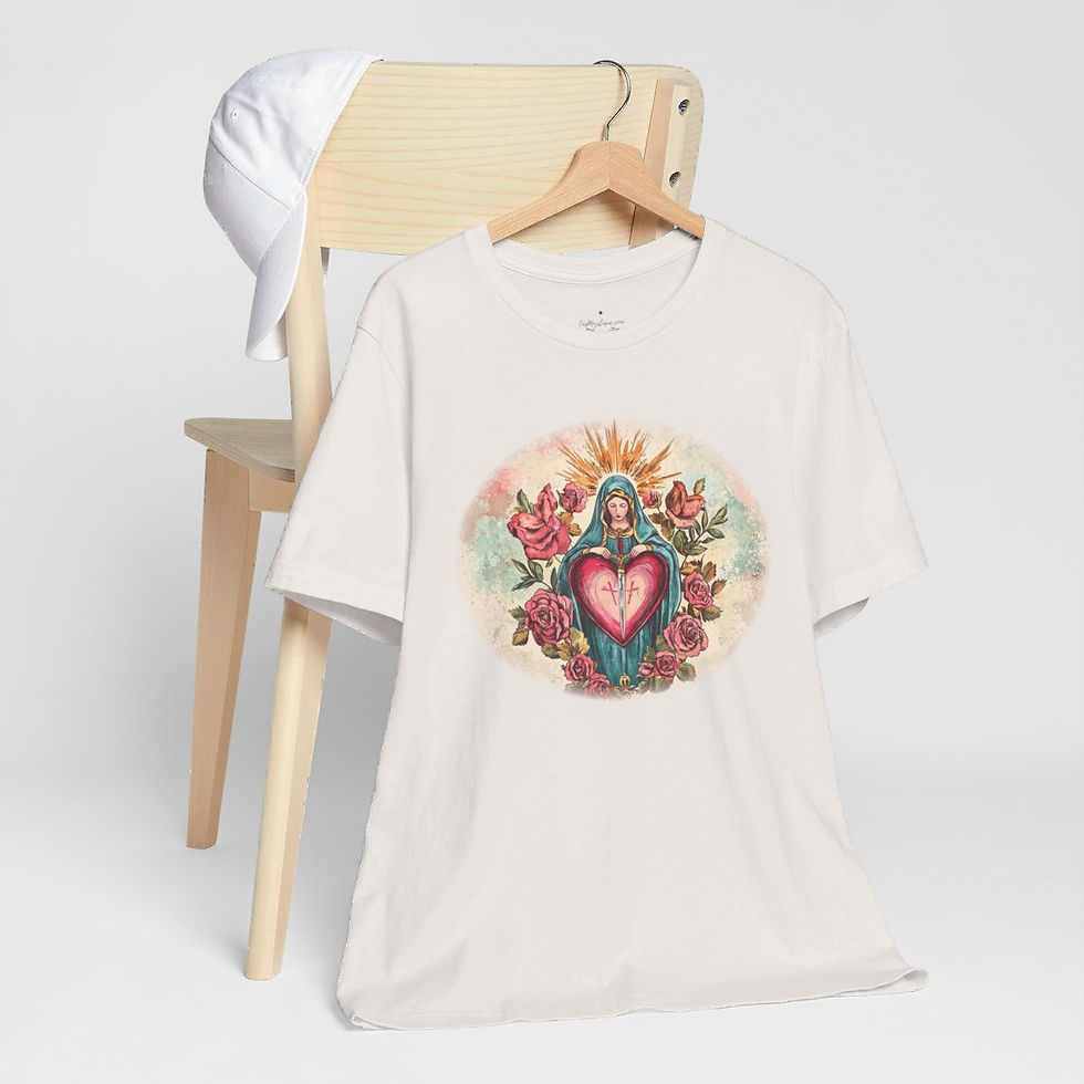 Thumbnail: Virgin Mary T-Shirt Shabby Mother Mary Immaculate Heart Catholic Art Tee