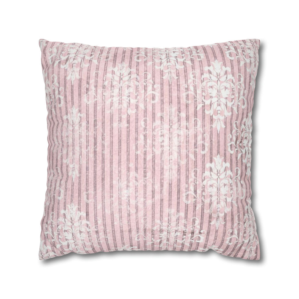 Thumbnail: Pink Throw Pillow Cover Vintage Style Distressed Damask Artistic Decor