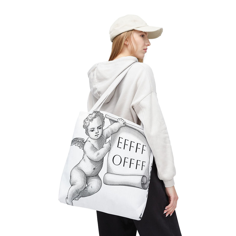 Thumbnail: Sarcastic Tote Bag Vintage Cherub F OFF Angel Funny Artistic Trendy Gift 