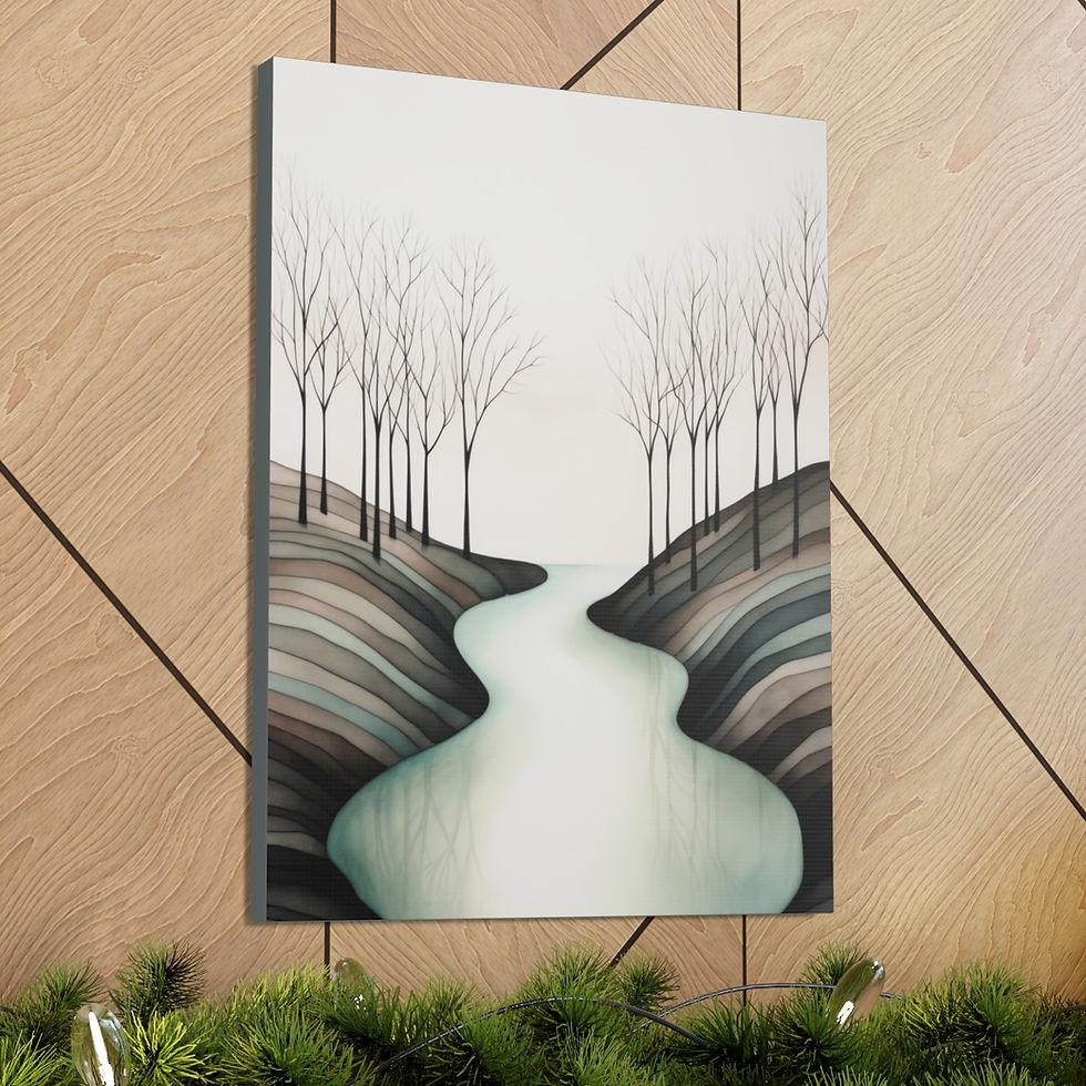 Thumbnail: Modern River Landscape Art Canvas Wall Hanging Statement Wall decor