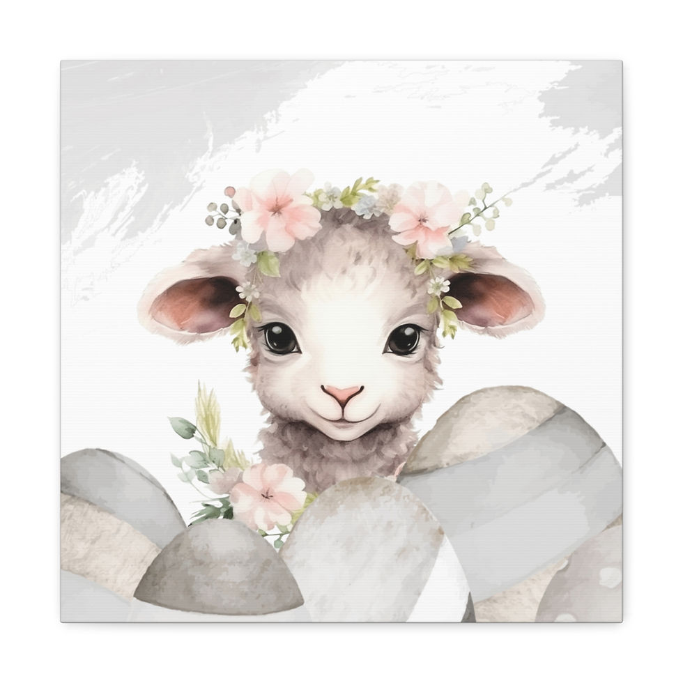 Thumbnail: Shabby Farmhouse Canvas Art Lamb Watercolor Print French Country Decor