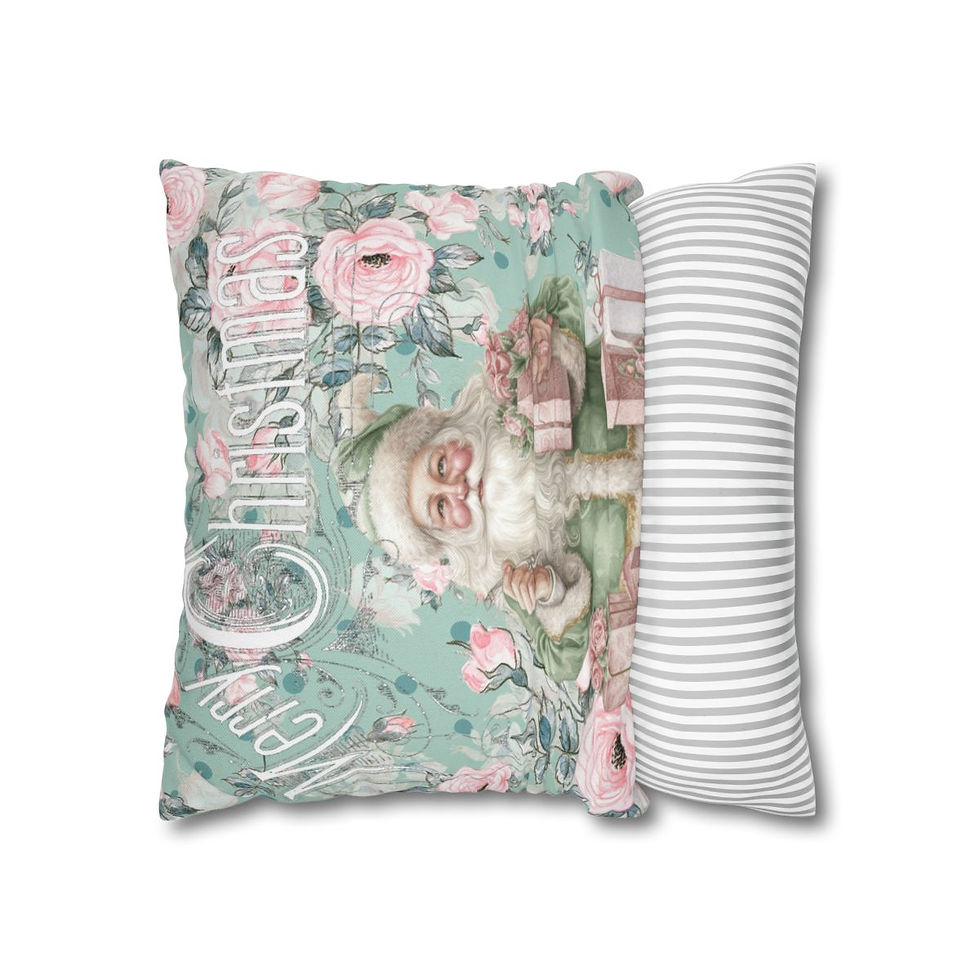 Thumbnail: Shabby Victorian Santa Claus Christmas Decor Throw Pillow Cover French Cottage 