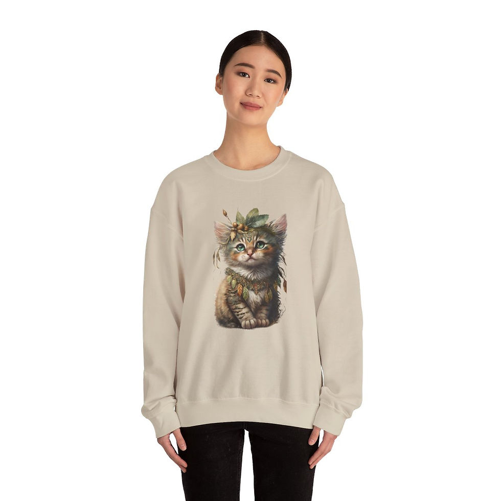 Thumbnail: BOHO Kitten Sweatshirt Wearable Art Cat Lover Gifts Fall Apparel 