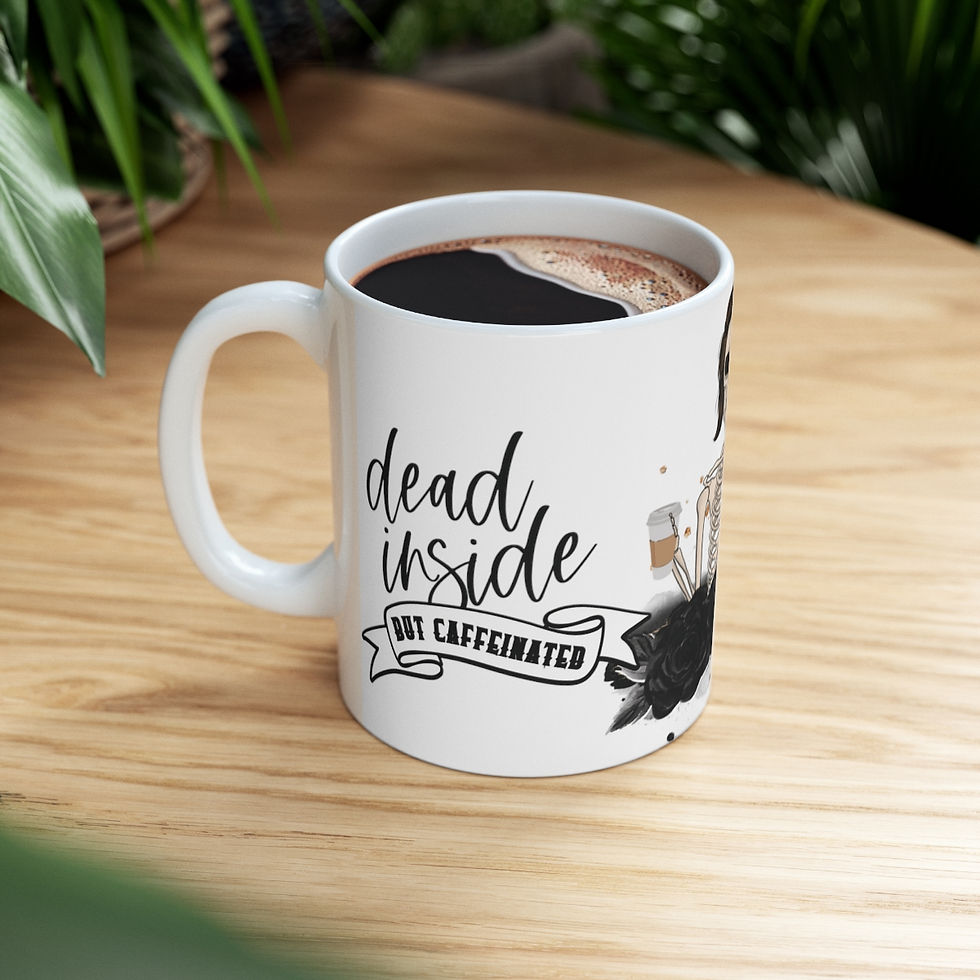 Thumbnail: Artistic Coffee Mug Dead Inside but Caffeinated Sarcastic Humor Themed Gifts