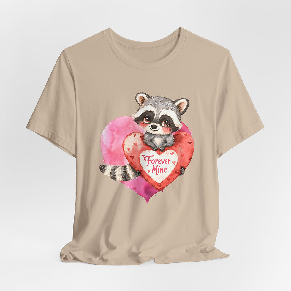 Thumbnail: Racoon Art T-Shirt Forever Mine Artistic Gift Cute Expressive Valentines Day Tee