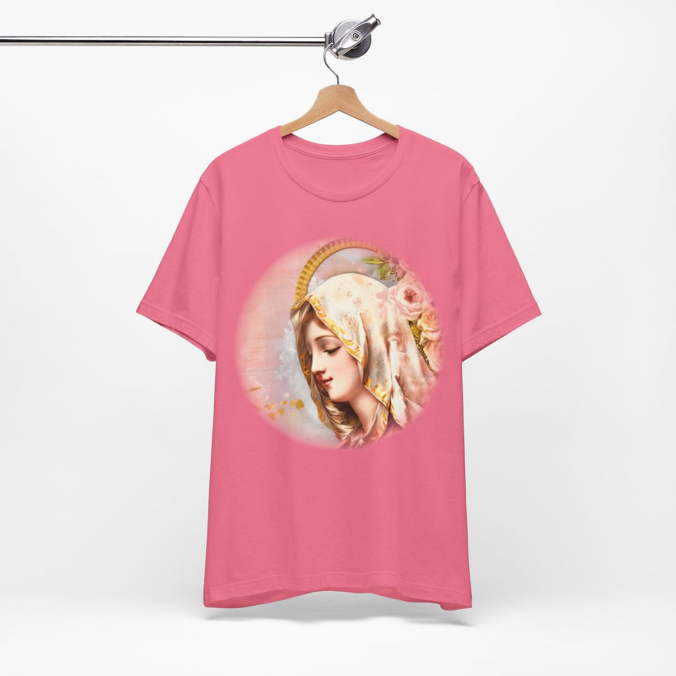 Thumbnail: Shabby Virgin Mary T-Shirt Ave Maria Religious Faith Art Tee Catholic Gifts