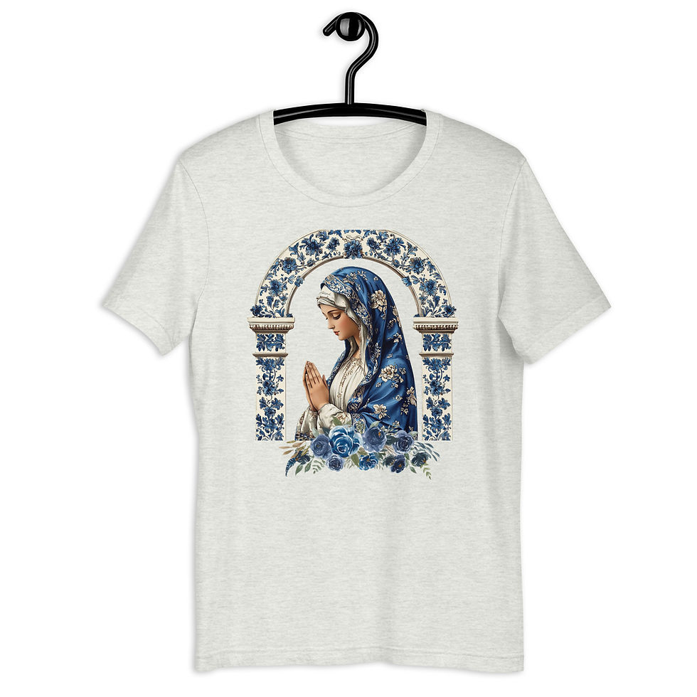 Thumbnail: Artistic Virgin Mary T-Shirt Catholic Faith Wearable Art French Mother Mary Tee