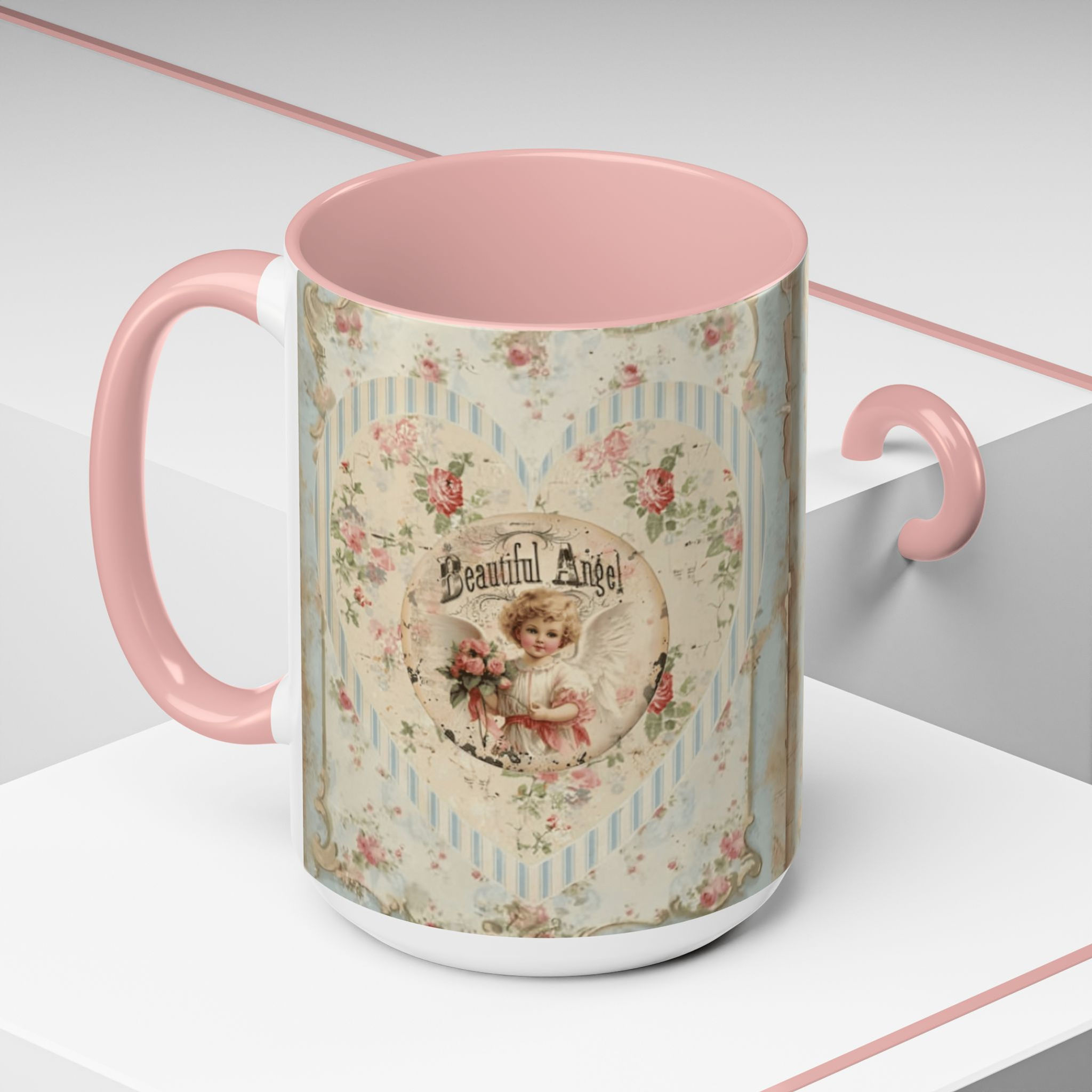 Shabby Angel Coffee Mug Vintage Cherub Artistic Gift French Country Kitchen 