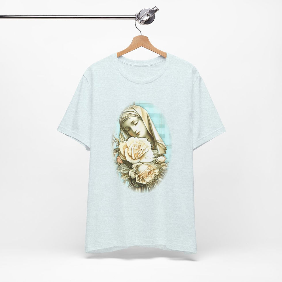 Thumbnail: Shabby Virgin Mary T-Shirt Ave Maria Religious Faith Art Tee Catholic Gifts