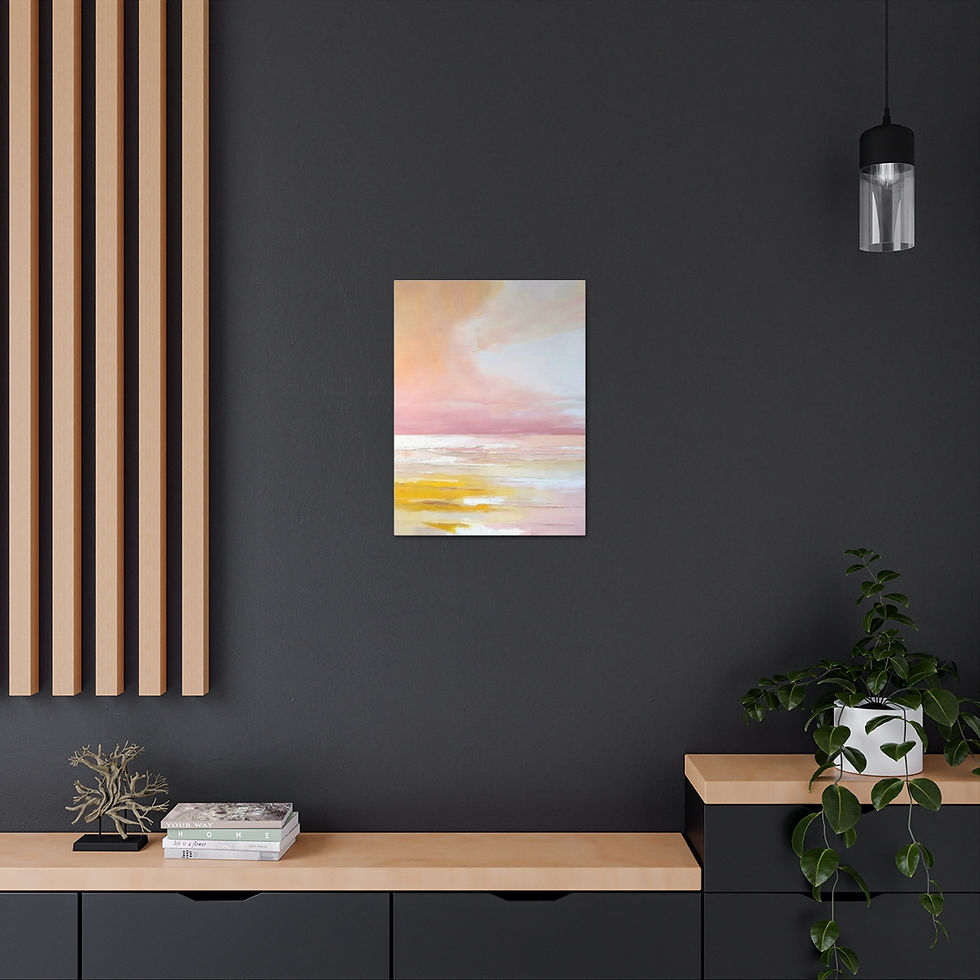 Thumbnail: Pink Minimalist Canvas Art Ocean Sunset Beach Seascape Abstract Statement decor