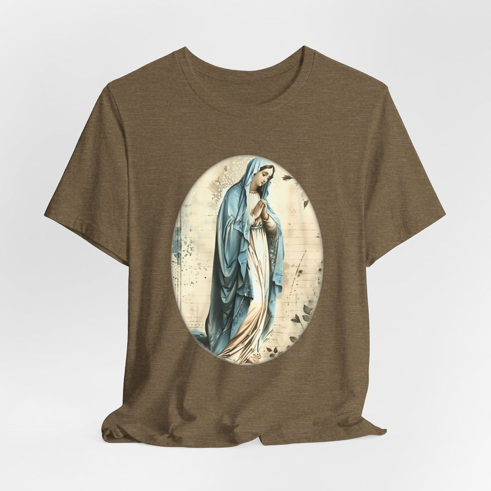 Thumbnail: Shabby Virgin Mary T-Shirt Religious Vintage Art Tee Artistic Catholic Gifts
