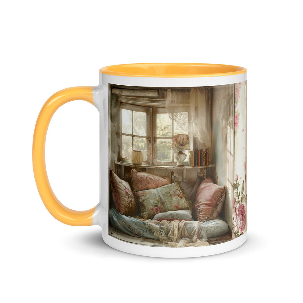 Thumbnail: Shabby Book Lover Art Coffee Mug, Cozy Reading Themed Art on Gifts