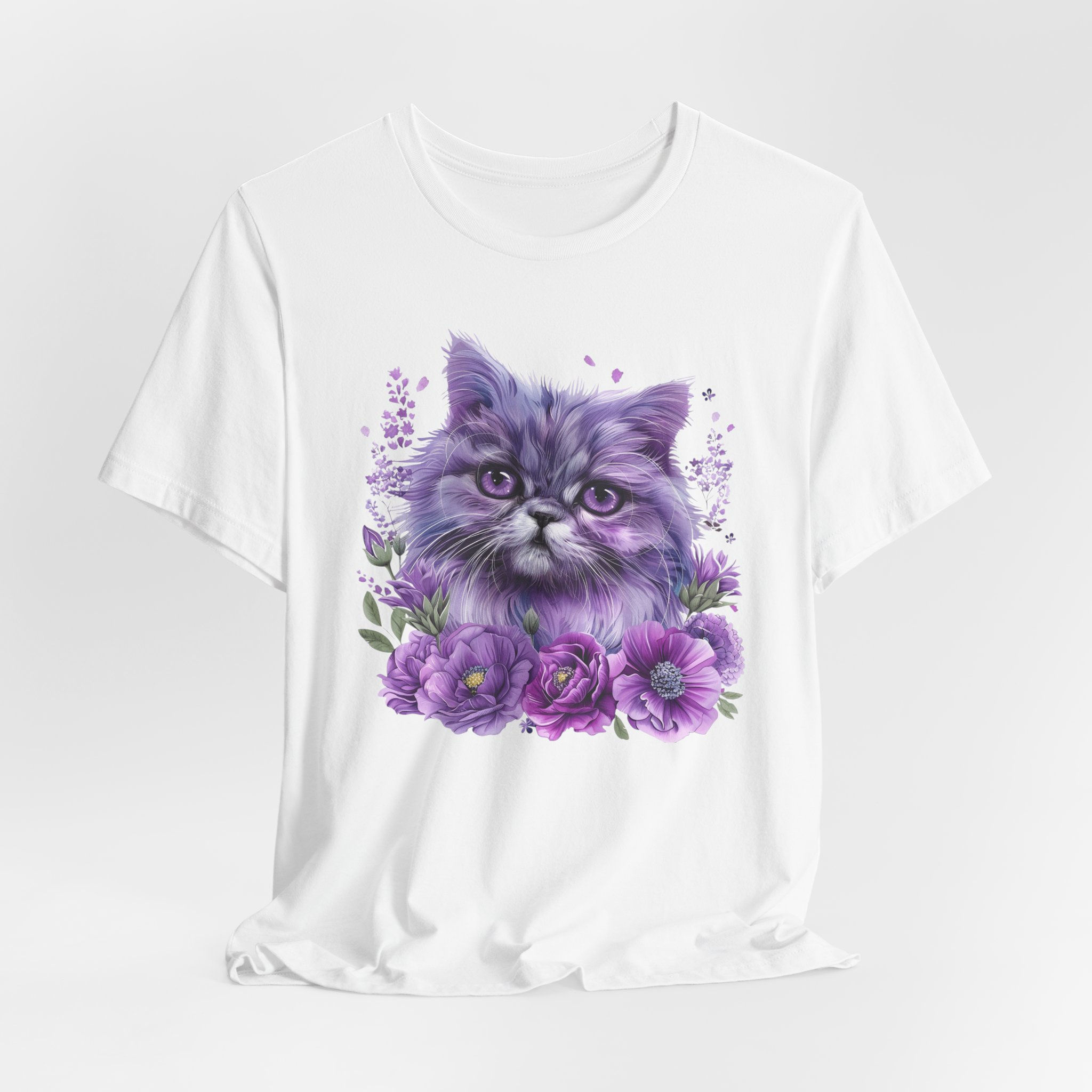 Artistic Cat T-Shirt Shabby Boho Purple Kitten Art Hippie Cat Lover Gift