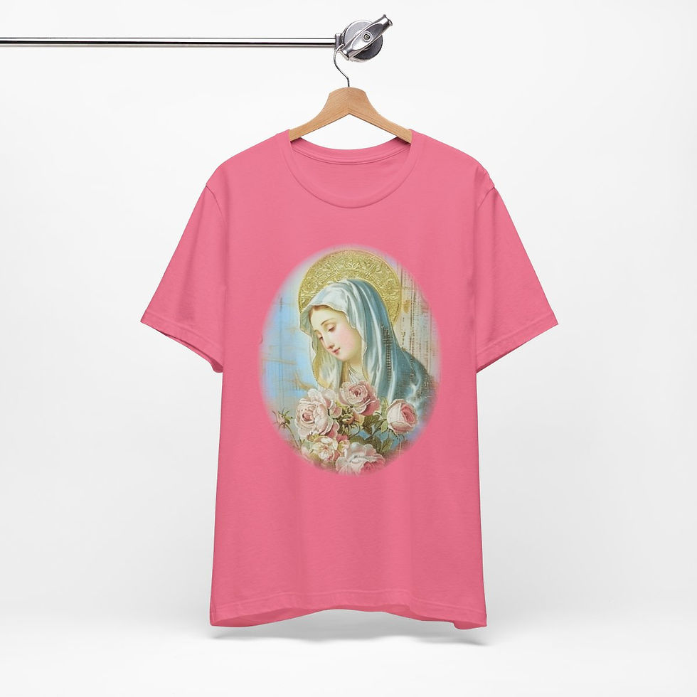 Thumbnail: Shabby Virgin Mary T-Shirt Ave Maria Religious Faith Art Tee Catholic Gifts