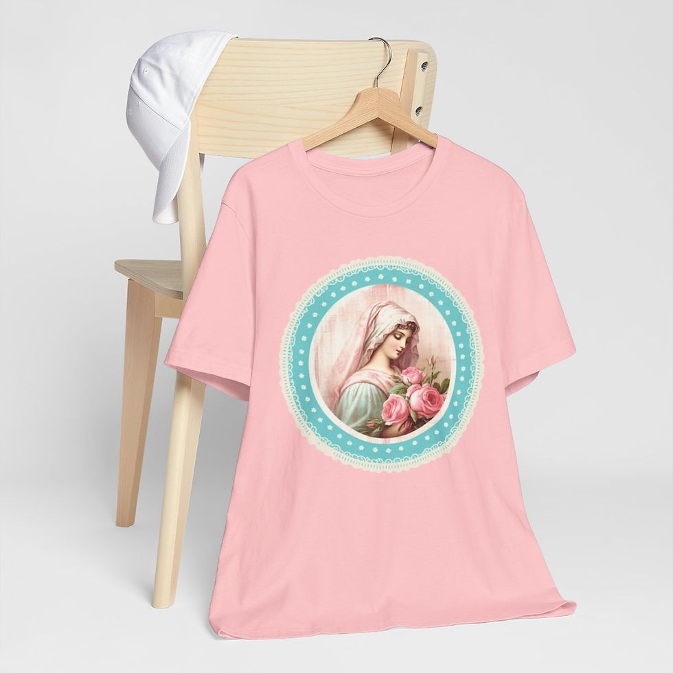 Thumbnail: Shabby Virgin Mary T-Shirt Religious Faith Pastel Art Tee Vintage Catholic Gifts