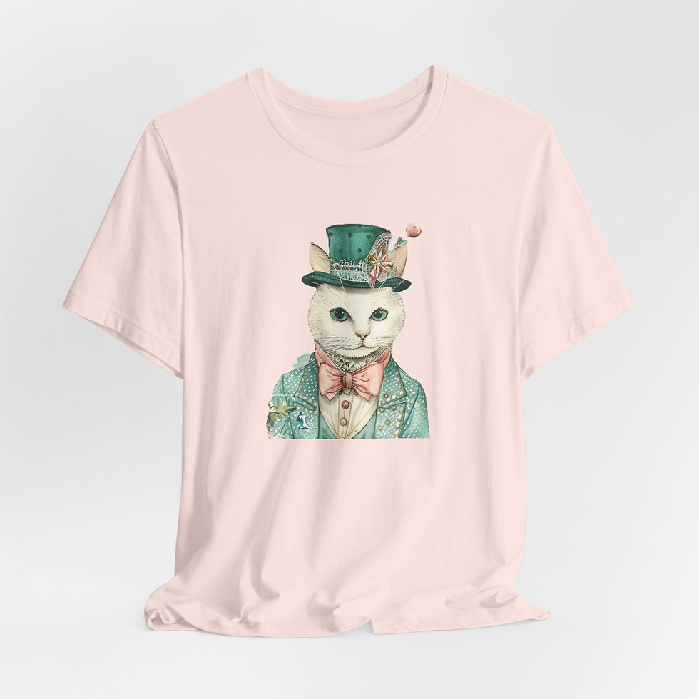 Thumbnail: Victorian Cat Art T-Shirt Shabby Male Kitty Expressive Artistic Cat Lover Gift