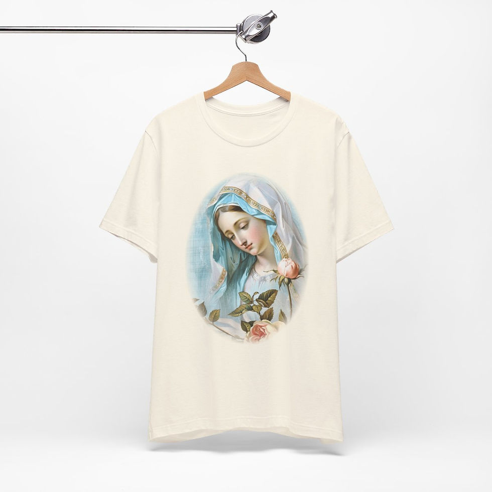 Thumbnail: Virgin Mary T-Shirt Shabby French Ave Maria Faith Art Tee Catholic Gifts