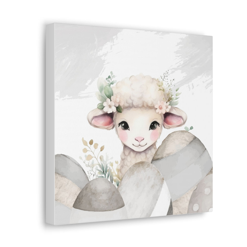 Thumbnail: Shabby Farmhouse Canvas Art Lamb Watercolor Print French Country Decor