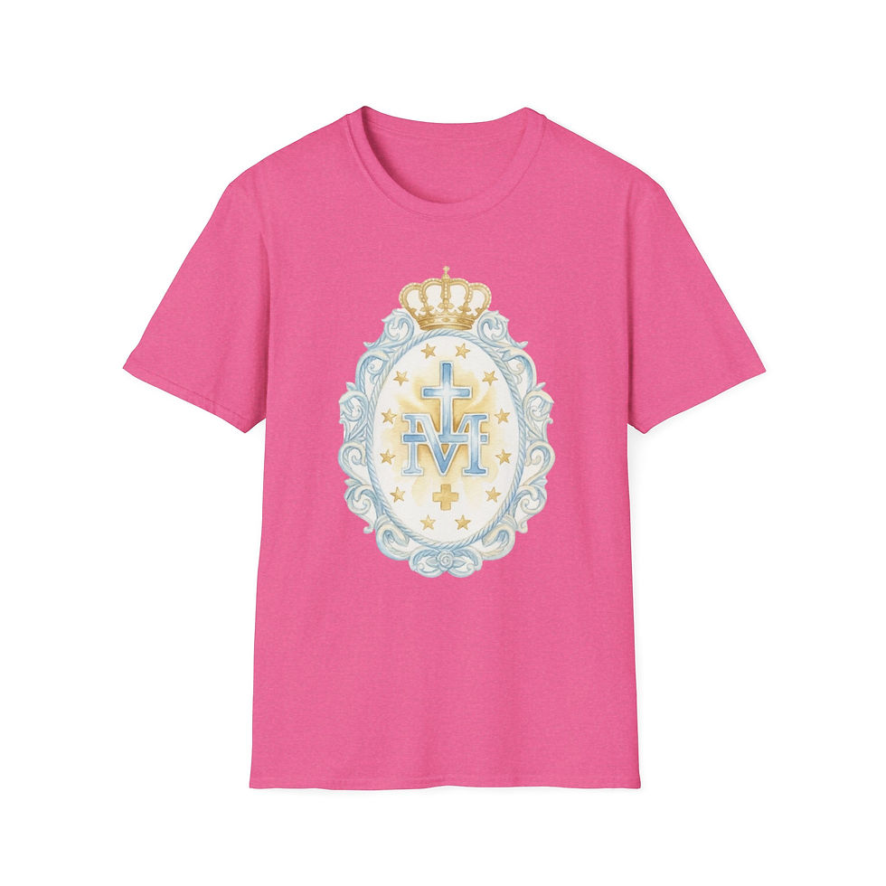 Thumbnail: Miraculous Medal T-Shirt - Catholic Faith, Our Lady of Grace Wearable Art Tee