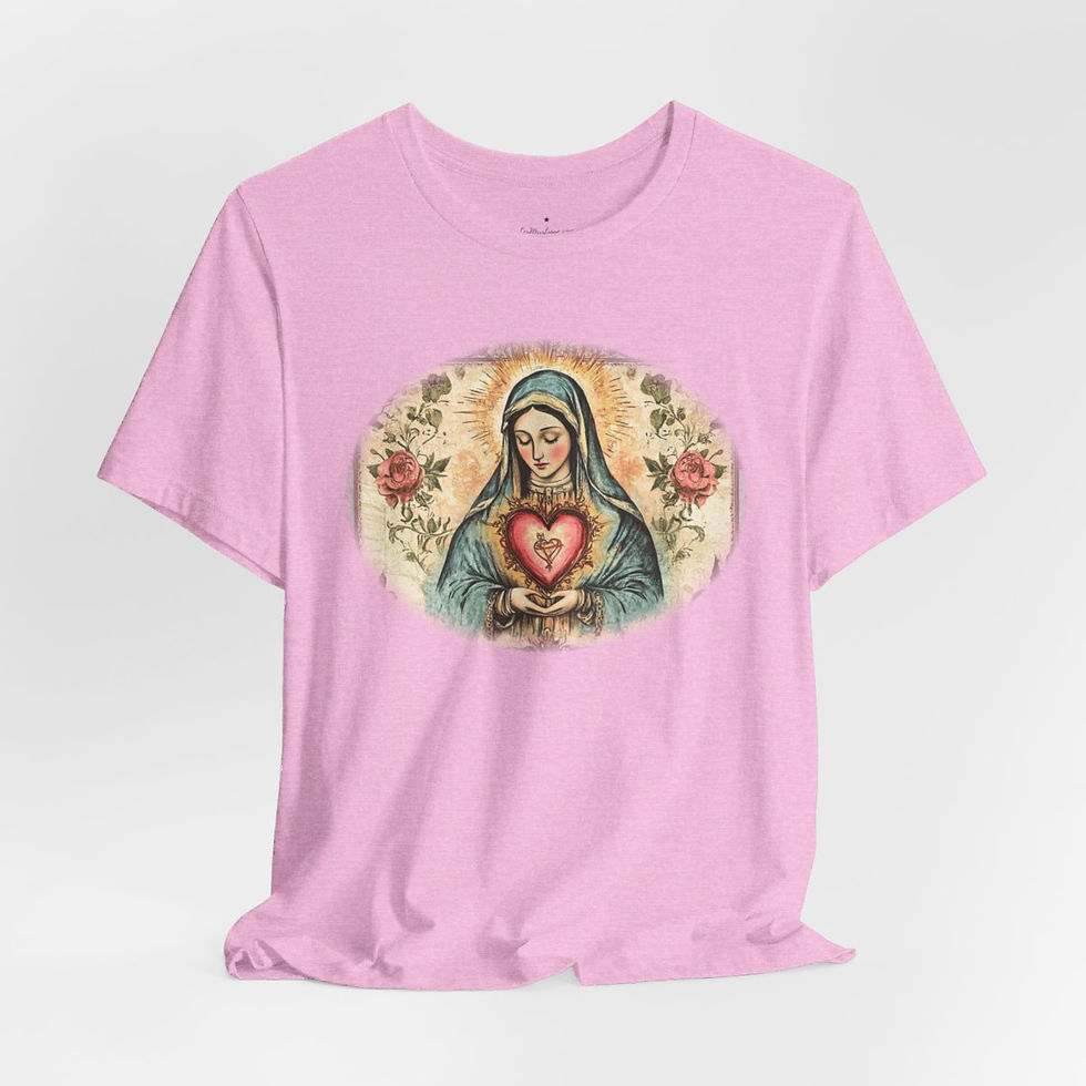 Thumbnail: Virgin Mary T-Shirt Shabby Mother Mary Immaculate Heart Catholic Art Tee