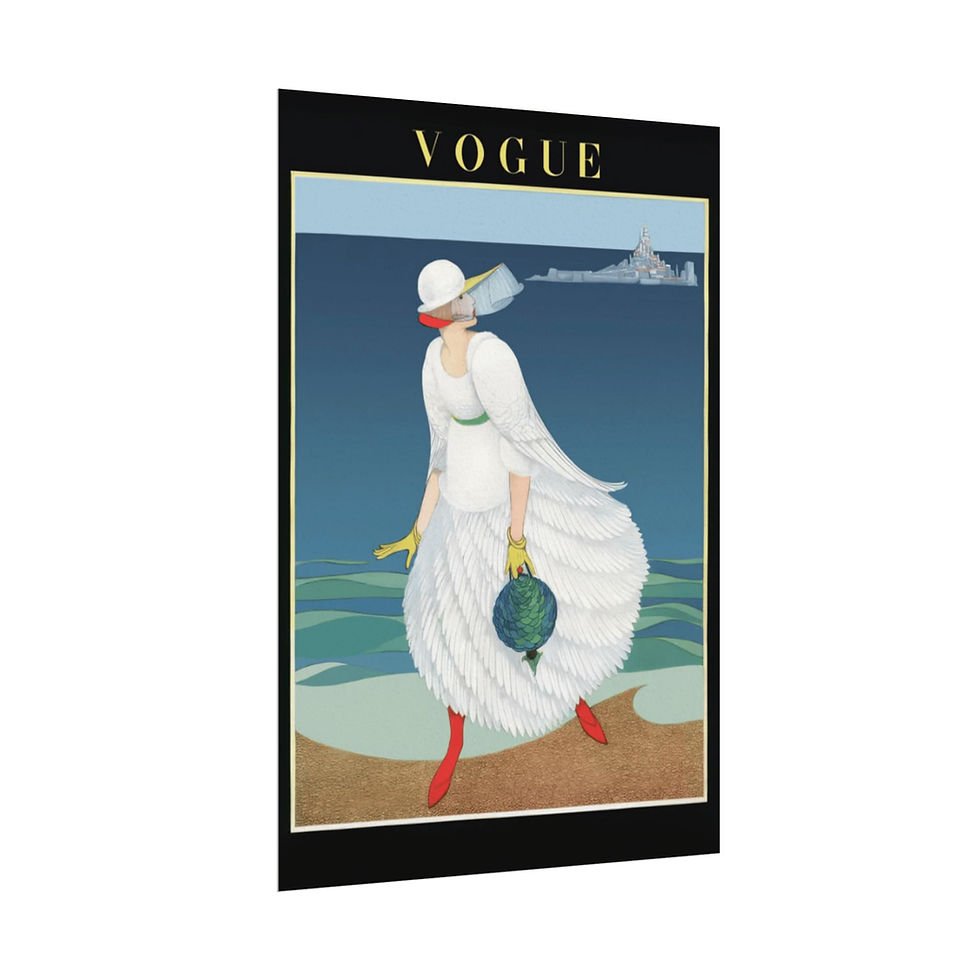 Thumbnail: Vintage Beach Giclee Art Print Chic Art Deco Woman Summer Vogue Magazine Cover 