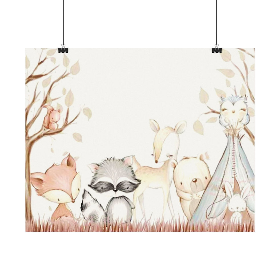 Thumbnail: Nursery Art Watercolor Print BOHO Woodland Animals Baby's Room Decor 