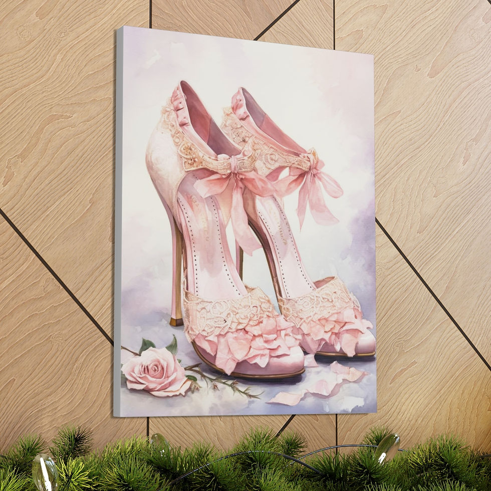 Thumbnail: Shabby Pink Shoes Canvas Art Fashion Theme Artwork Artistic Wall Decor 