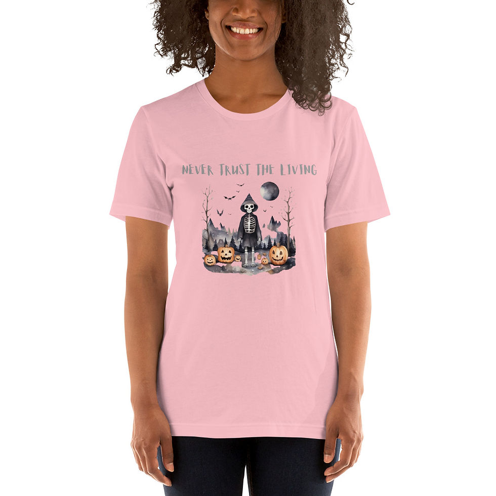 Thumbnail: Artistic T-shirt Never Trust the Living Halloween theme Unisex Tee