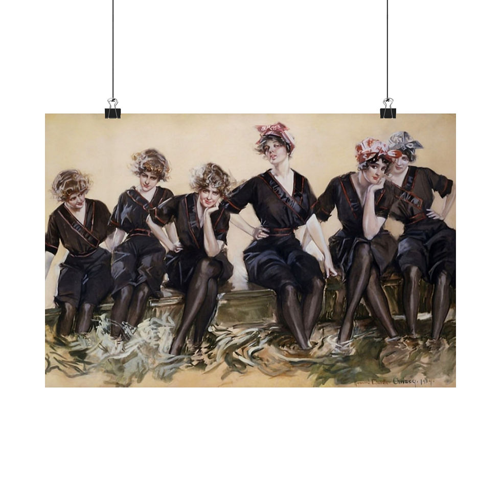 Thumbnail: Vintage Edwardian Swimmers Giclee Matte Print, Howard Chandler Christy Wall Art