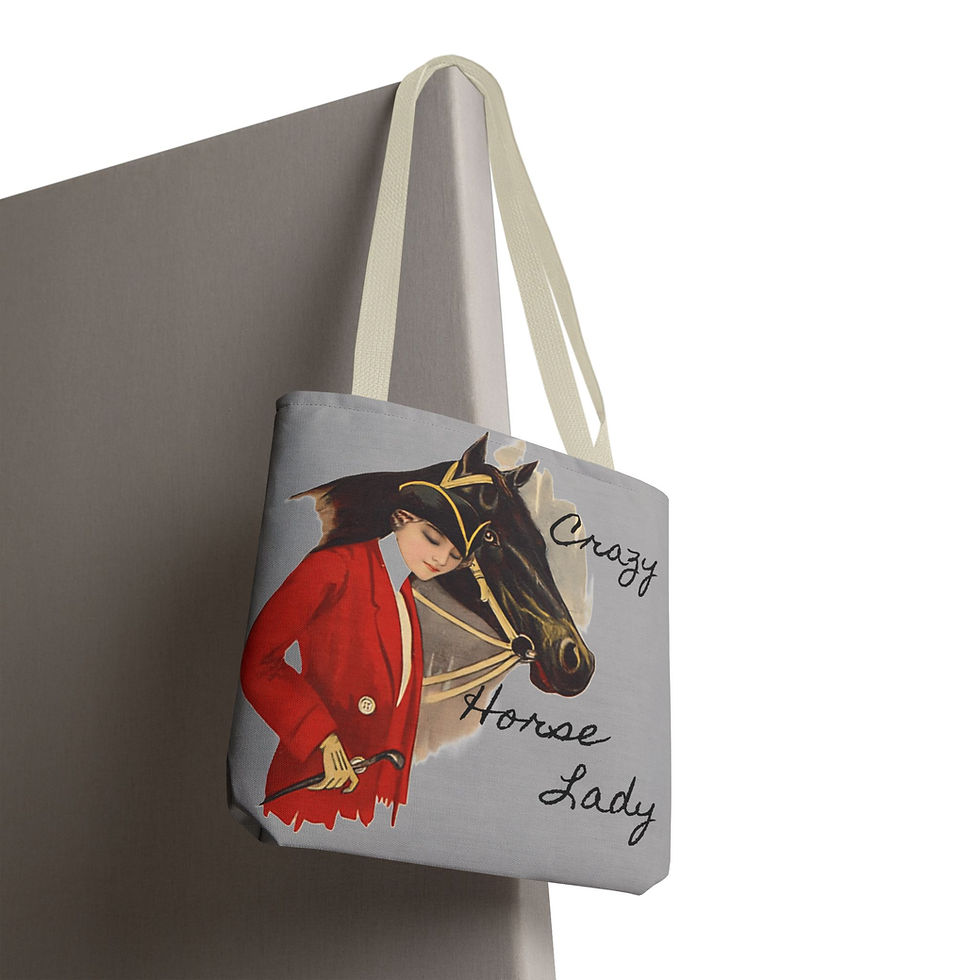 Thumbnail: Equestrian Tote Bag Crazy Horse Lady Vintage Art Deco Woman Artistic Gift 