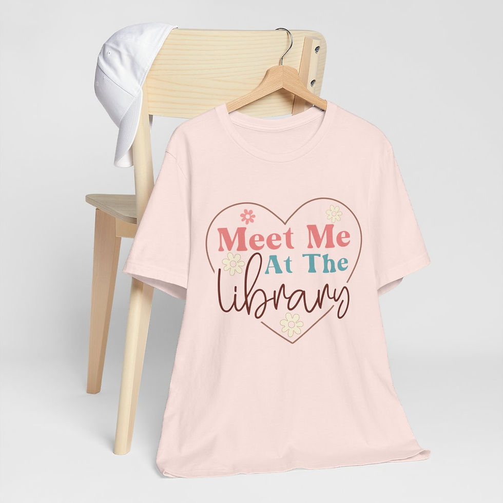 Thumbnail: Reading Lover T-Shirt Meet Me At the Library Fun Book Apparel Thoughtful Gifts