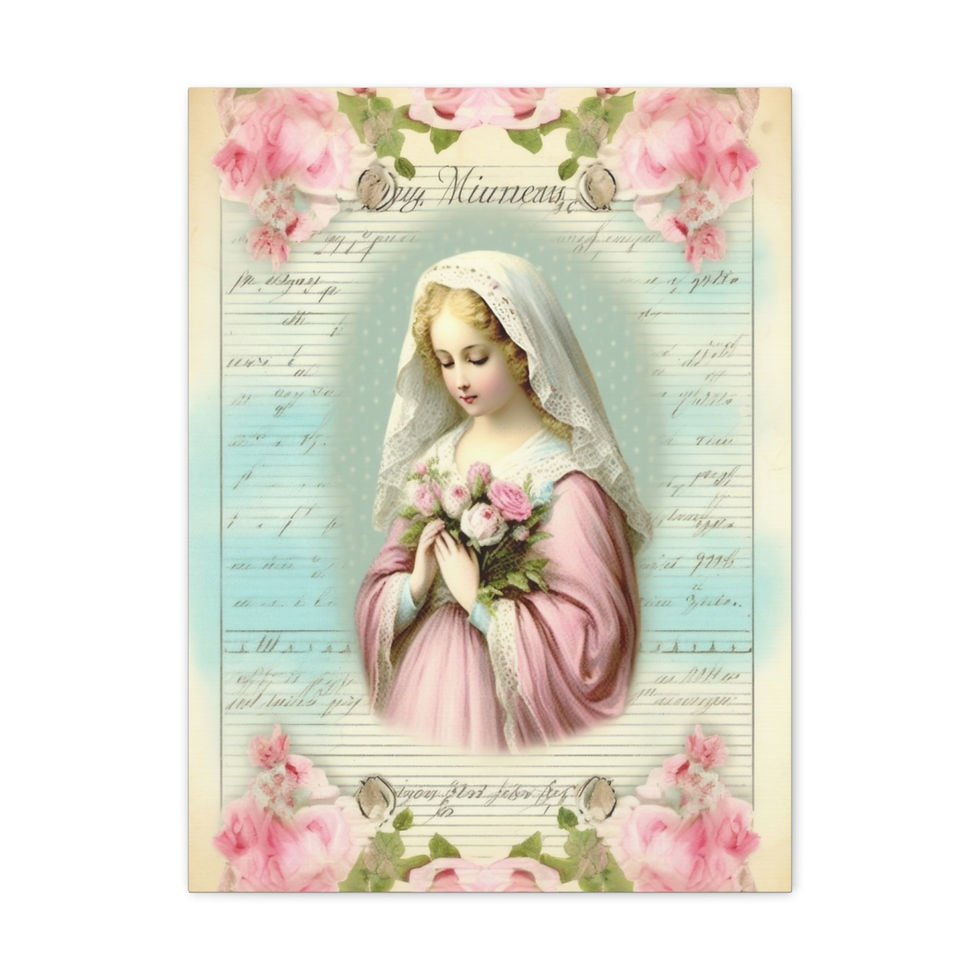 Thumbnail: Shabby Virgin Mary Canvas Art Pink Religious Wall Decor Catholic Faith Gifts