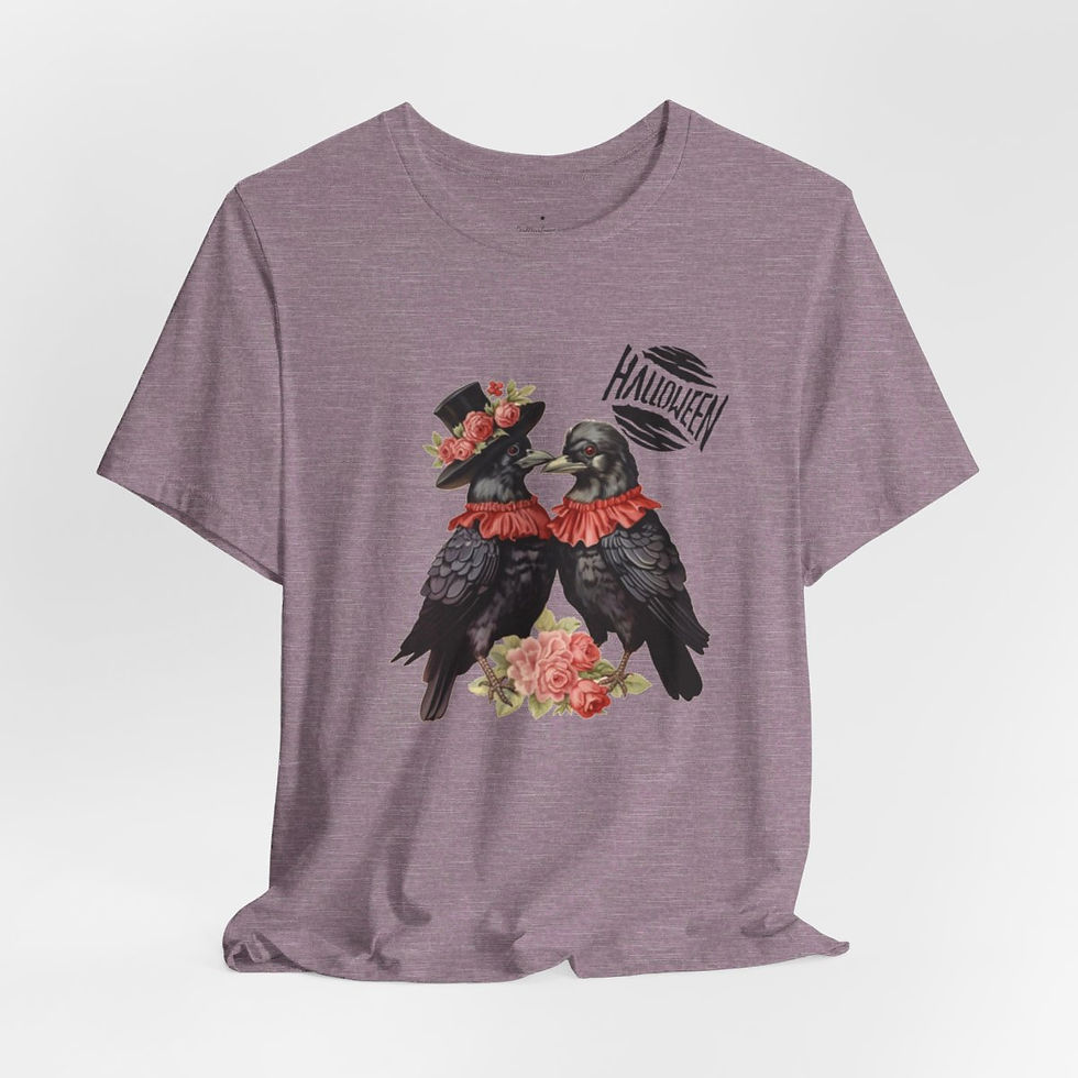 Thumbnail: Halloween T-Shirt Victorian Raven Couple Art Tee Trendy Apparel