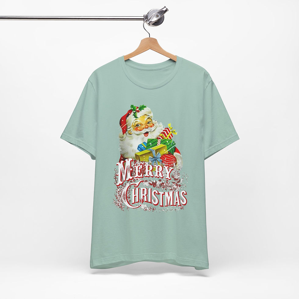 Thumbnail: Retro Santa Claus T-Shirt Merry Christmas Vintage Art Tee Holiday Apparel